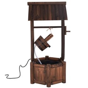 Garden Rustic Wishing Well Wooden Water Fountain with Pump Garden Rustic Wishing Well Wooden Water Fountain with Pump